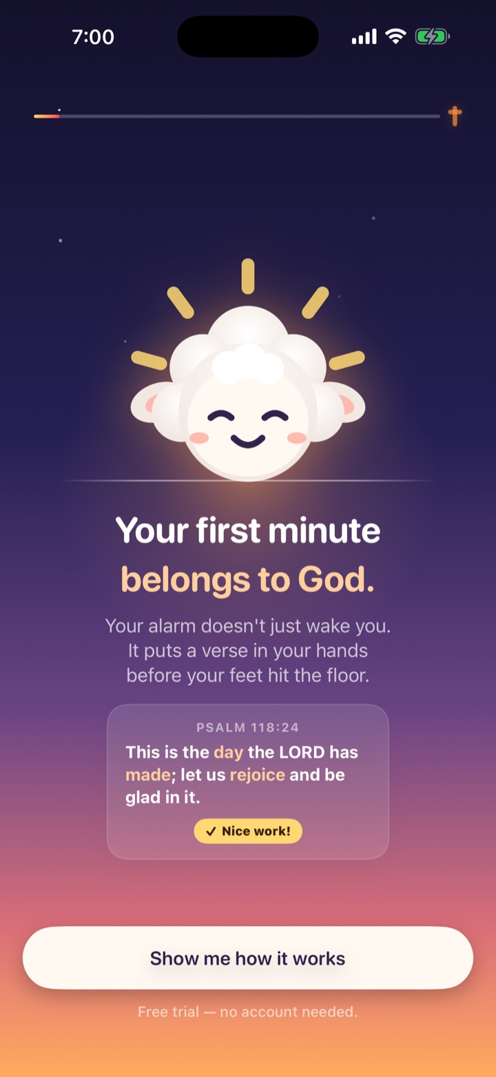 Bible Verse Alarm app screen